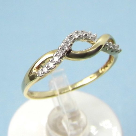 0.20 CTW Genuine Diamond Wave 10KY GOLD Ring 7.5 - Picture 3 of 10